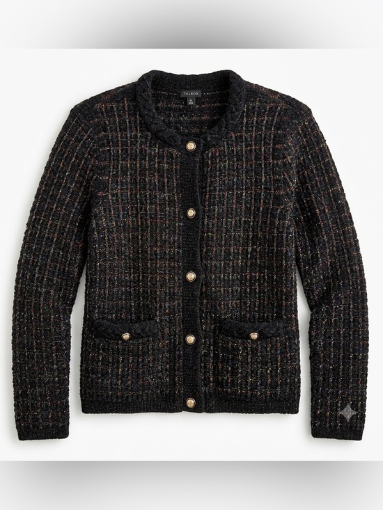 Talbots Sweaters - Talbots Black Metallic Tweed Braided Trim Cardigan ✨ French Girl Quiet Luxury M